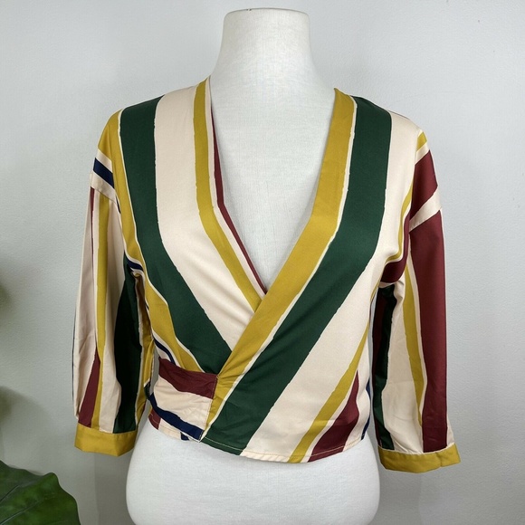 Boohoo Stripe Wrap Top Size 8 NWT - Picture 6 of 12